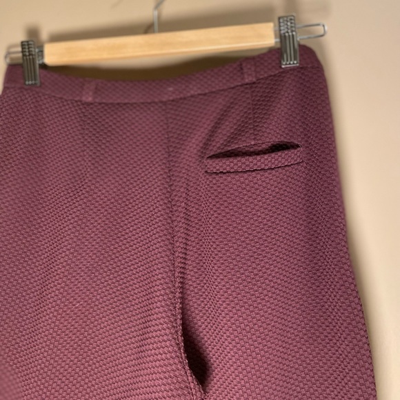 ASOS - Burgundy Jacquard Textured Slim Straight-Leg Trousers - Picture 3 of 5